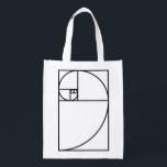 Fibonacci golden ratio - unique mathematical art reusable grocery bag<br><div class="desc">This elegant,  modern design features Fibonacci's golden ratio. Use this contemporary,  artistic line drawing to impress your friends,  whether they be mathematicians or graphic designers!</div>