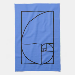 Fibonacci golden ratio - unique mathematical art tea towel