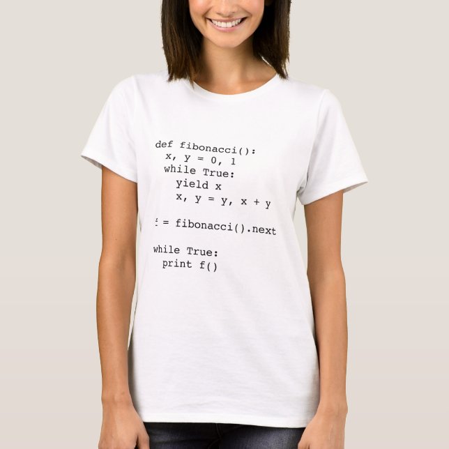 Fibonacci in Python - Ladies T-Shirt (Front)