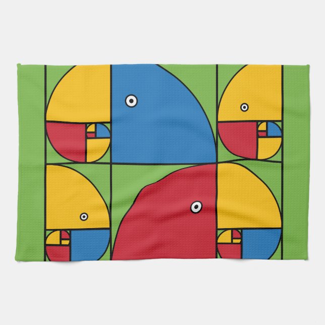 Fibonacci Parrots Tea Towel (Horizontal)