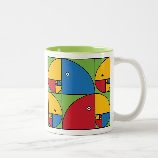 Fibonacci Parrots Two-Tone Coffee Mug (Right)