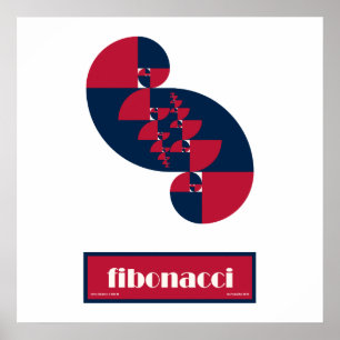 Fibonacci Red White and Blue II Large Poster