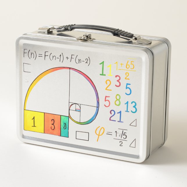 Fibonacci Sequence & Golden Ratio Math Metal Lunch Box (Front)