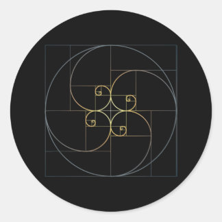 Fibonacci Spiral Golden Ratio Geometry Classic Round Sticker