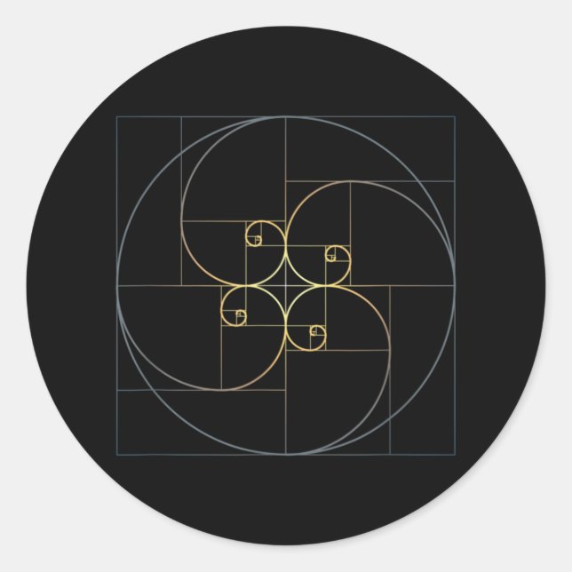 Fibonacci Spiral Golden Ratio Geometry Classic Round Sticker (Front)