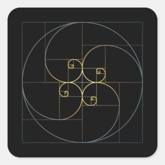 Fibonacci Spiral Golden Ratio Geometry Square Sticker