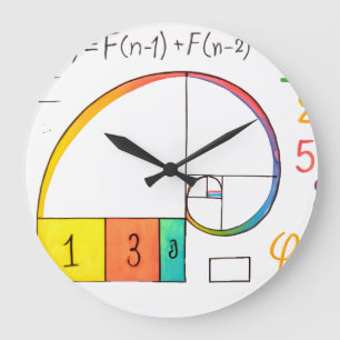 Fibonacci Spiral & Golden Ratio Math Wall Clock