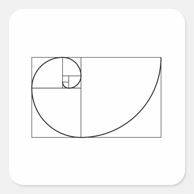 Fibonacci Spiral Golden Section Geometry Square Sticker (Front)