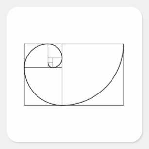 Fibonacci Spiral Golden Section Geometry Square Sticker