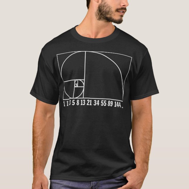Fibonacci Spiral  Number Sequence white  Science  T-Shirt (Front)