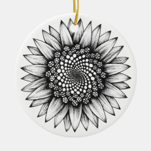 Fibonacci Sunflower Ceramic Ornament Decoration