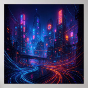 Fibre Optic Cityscape Poster