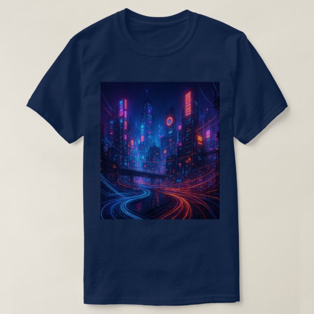 Fibre Optic Cityscape T-Shirt (Design Front)