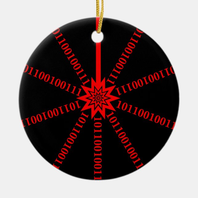 Fibre Optic Data Burst Ceramic Tree Decoration (Front)
