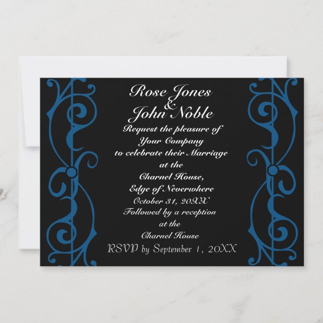 Fibril Ebony (Blue) Wedding Invitation (Front)