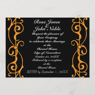 Fibril Ebony (Orange) Wedding Invitation