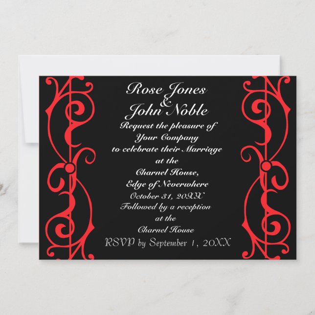 Fibril Ebony (Ruby) Wedding Invitation (Front)