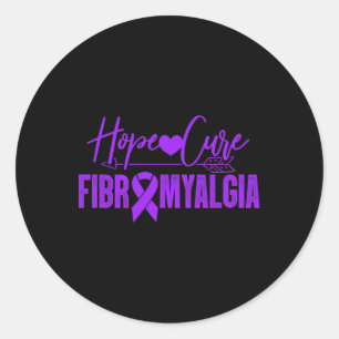 Fibro Awareness Hope Cure Fibromyalgia Purple Ribb Classic Round Sticker