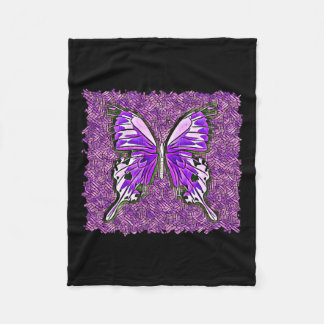 Fibro Lupus Stained Glass Butterfly Art Spoonie  Fleece Blanket