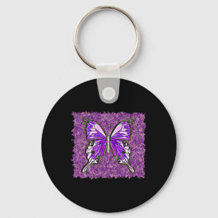Fibro Lupus Stained Glass Butterfly Art Spoonie Key Ring
