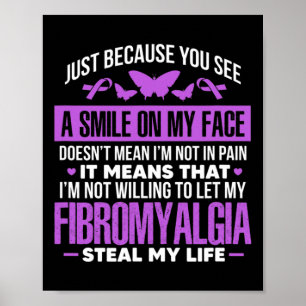Fibro Warrior Purple Ribbon Butterfly Poster