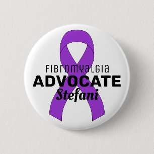 Fibromyalgia Advocate Ribbon White Button