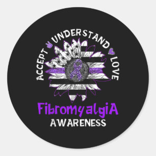 Fibromyalgia Awareness Accept Understand Love Sunf Classic Round Sticker