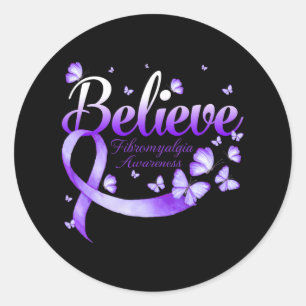 Fibromyalgia Awareness Butterfly 1 Classic Round Sticker