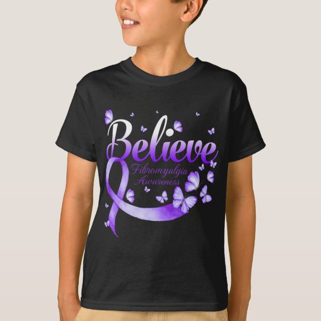 Fibromyalgia Awareness Butterfly 1  T-Shirt (Front)