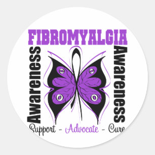Fibromyalgia Awareness Butterfly Classic Round Sticker