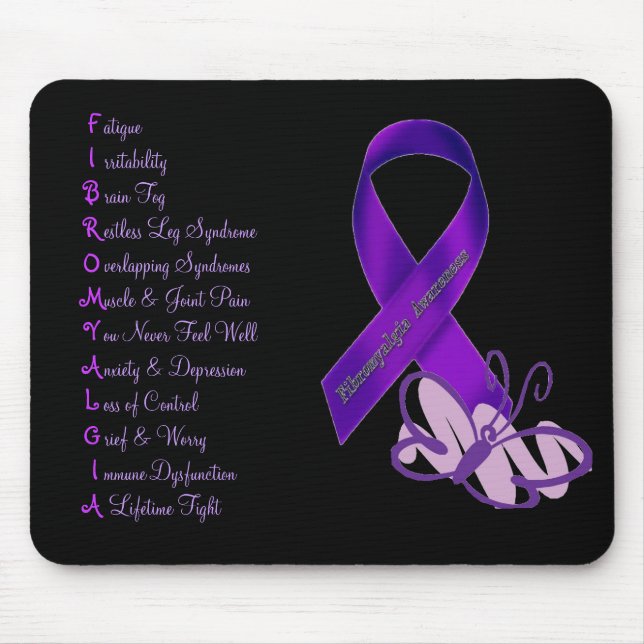 Fibromyalgia Awareness Butterfly Mouse Pad (Front)