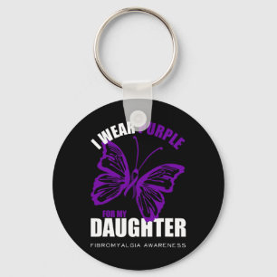 Fibromyalgia Awareness Butterfly Purple Ribbon Key Ring