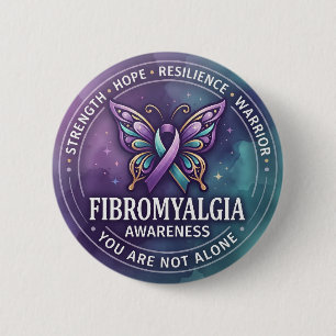Fibromyalgia Awareness Butterfly Ribbon – Hope 6 Cm Round Badge