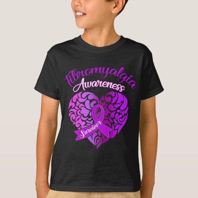 Fibromyalgia Awareness Chronic Pain Women Warrior  T-Shirt (Front)
