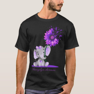 FIBROMYALGIA AWARENESS Cute Elephant Sunflower Pur T-Shirt