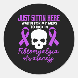 Fibromyalgia Awareness Fibro Warrior Purple Ribbon Classic Round Sticker