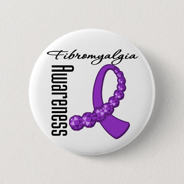 Fibromyalgia Awareness Gemstone Ribbon 6 Cm Round Badge (Front)