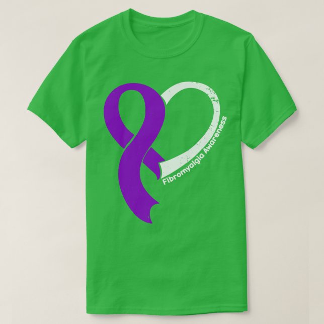 Fibromyalgia Awareness Hople Love Heart Ribbon Hap T-Shirt (Design Front)