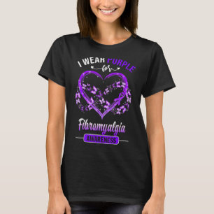 Fibromyalgia Awareness I Wear Purple Butterfly Hea T-Shirt
