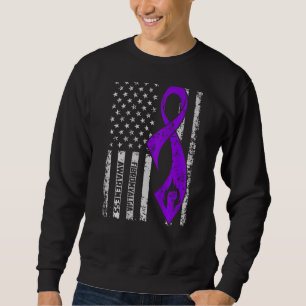 Fibromyalgia Awareness I Wear Purple Ribbon Americ Sweatshirt