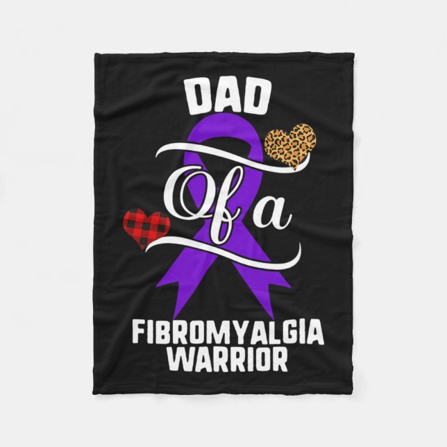 Fibromyalgia Awareness Leopard Buffalo Plaid Famil Fleece Blanket (Front)