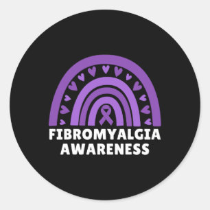 Fibromyalgia Awareness Men Women Cute Rainbow Fibr Classic Round Sticker