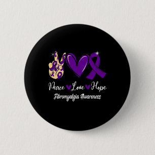 Fibromyalgia Awareness Peace Love Hope Purple Ribb 6 Cm Round Badge