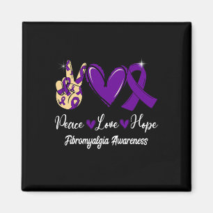 Fibromyalgia Awareness Peace Love Hope Purple Ribb Magnet