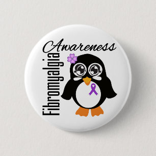 Fibromyalgia Awareness Penguin 6 Cm Round Badge