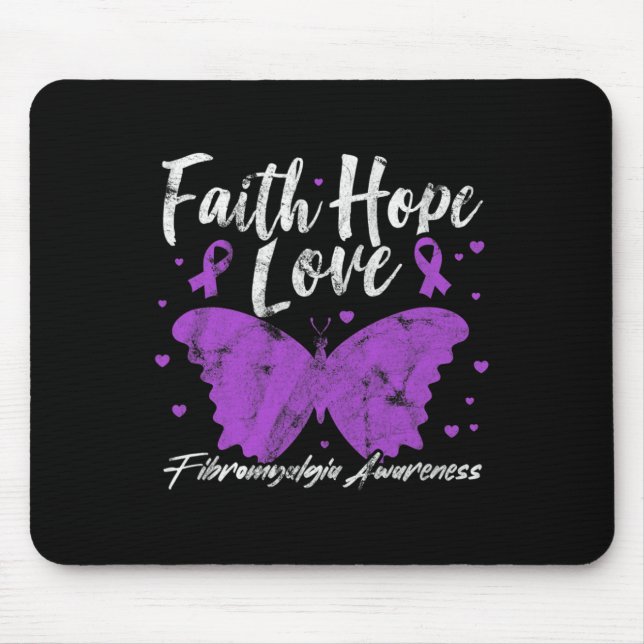 Fibromyalgia Awareness Purple Butterfly Fibro Warr Mouse Pad (Front)