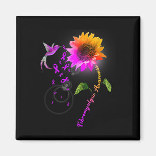 Fibromyalgia Awareness Purple Sunflower Hummingbir Magnet