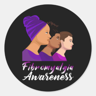 Fibromyalgia Awareness Purple Women Support 1  Classic Round Sticker