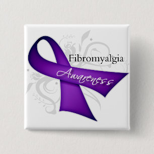 Fibromyalgia Awareness Ribbon 15 Cm Square Badge