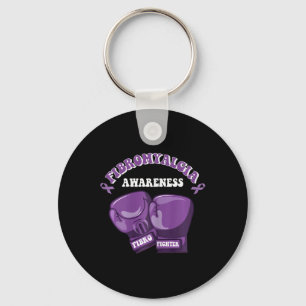 Fibromyalgia Awareness Ribbon Boxing Gloves Fibro Key Ring